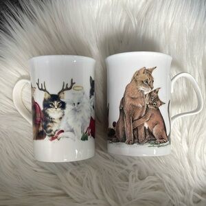 Vintage Abyssinian Cat Roy Kirkham Cat Lovers 1989 & Christmas cat mug cup